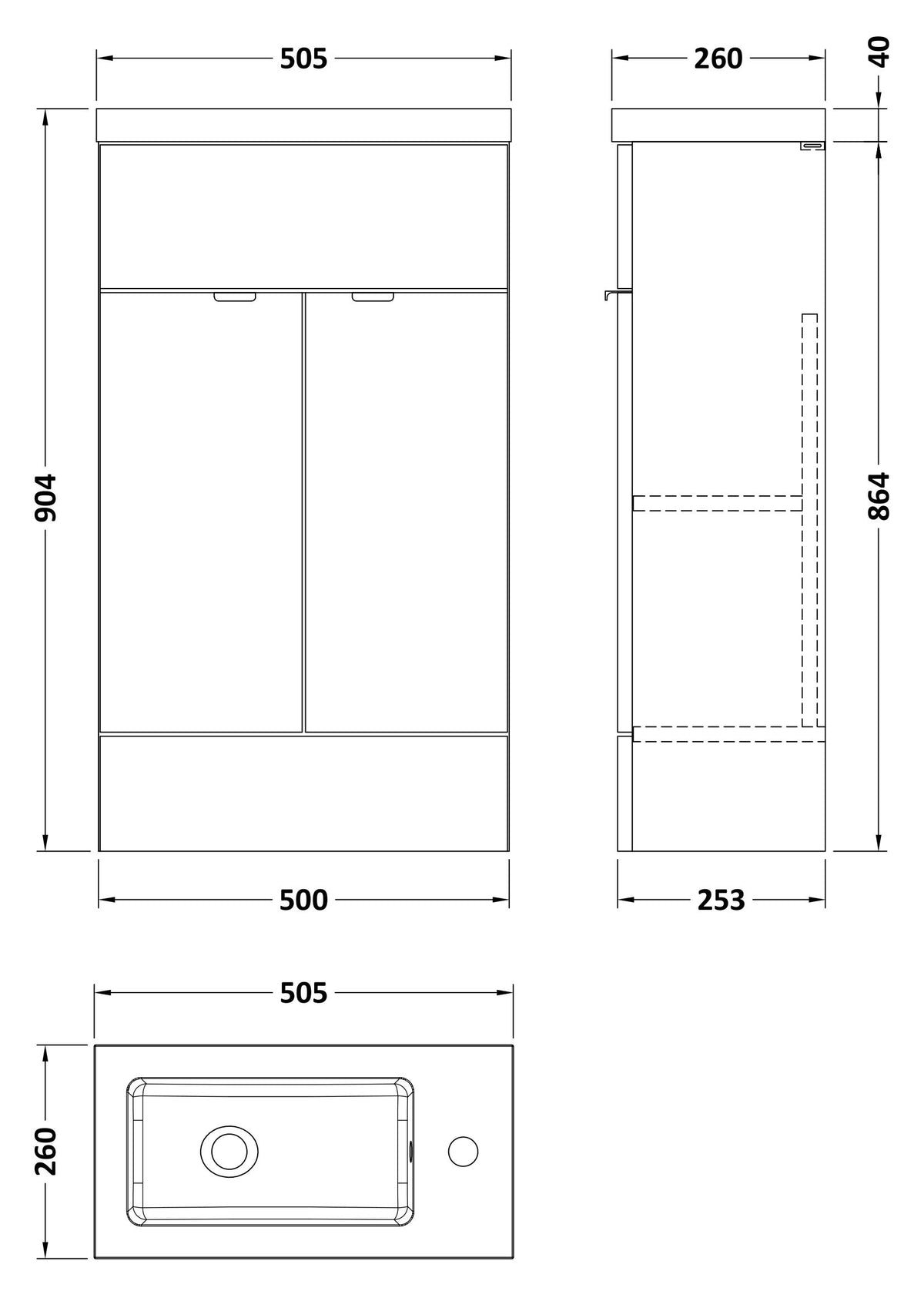 Hudson Reed 500mm Compact Vanity Unit & Basin