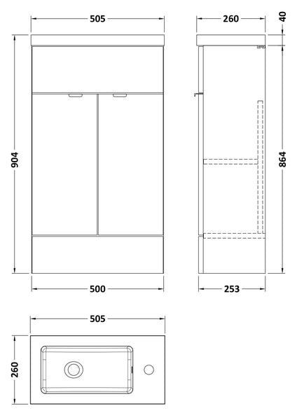 Hudson Reed 500mm Compact Vanity Unit & Basin