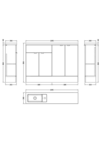 Hudson Reed 1200mm Combination - Compact