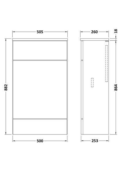 Hudson Reed 500mm Compact WC Unit & Co-ordinating Top