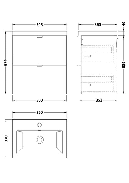 Hudson Reed 500mm Vanity Unit & Ceramic Basin