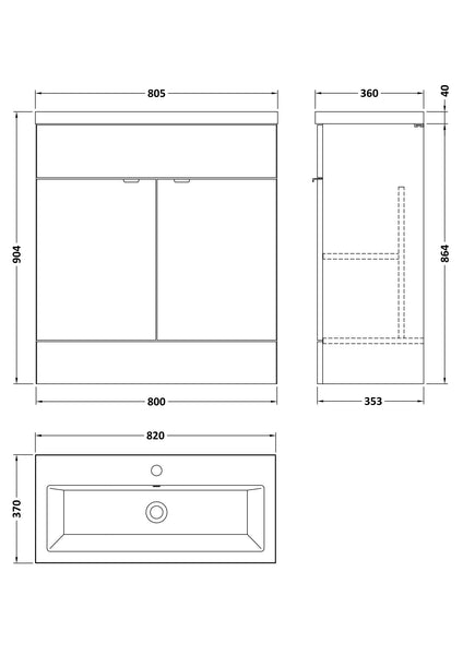 Hudson Reed 800mm Vanity Unit & Ceramic Basin