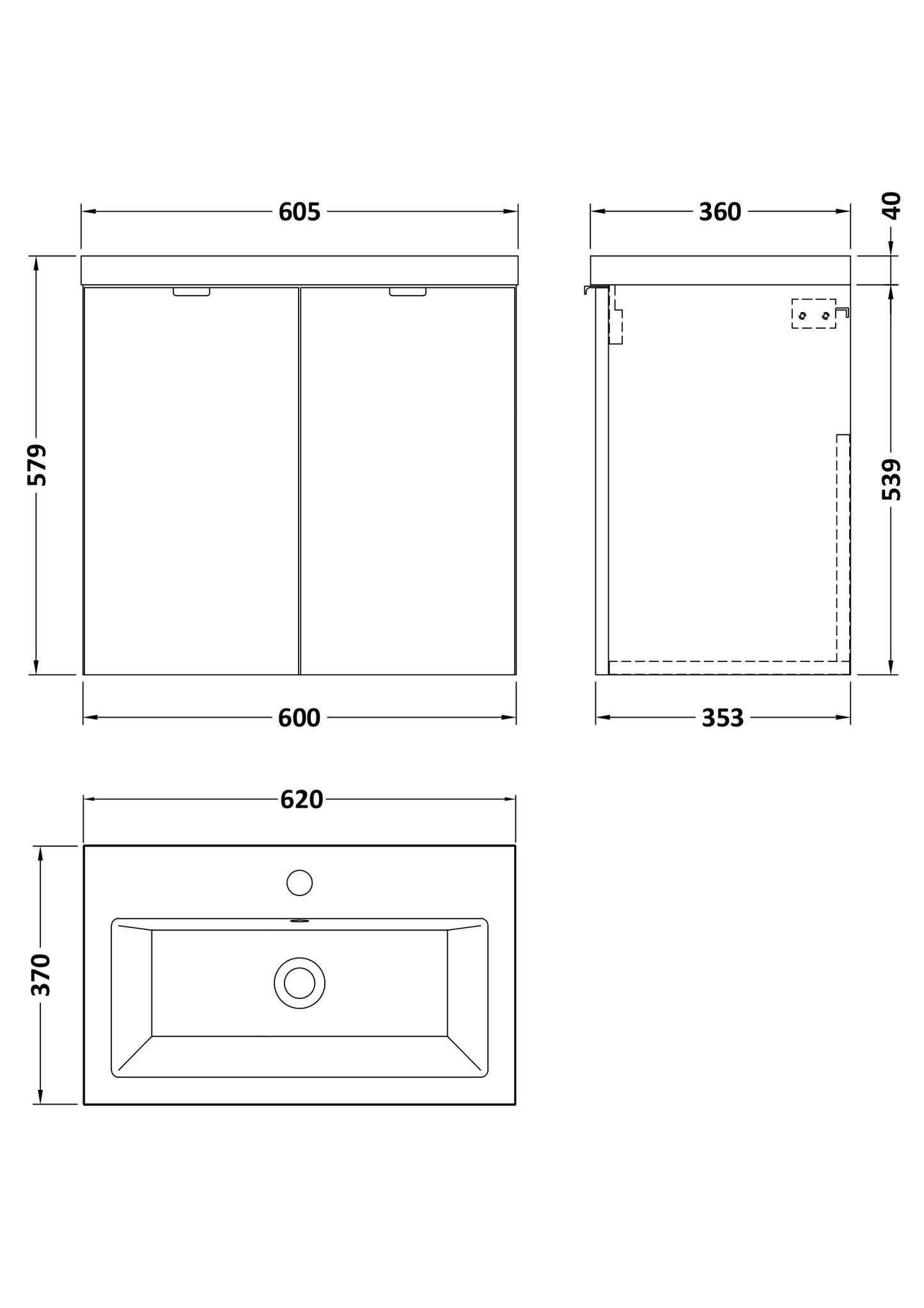 Hudson Reed 600mm Vanity Unit & Ceramic Basin