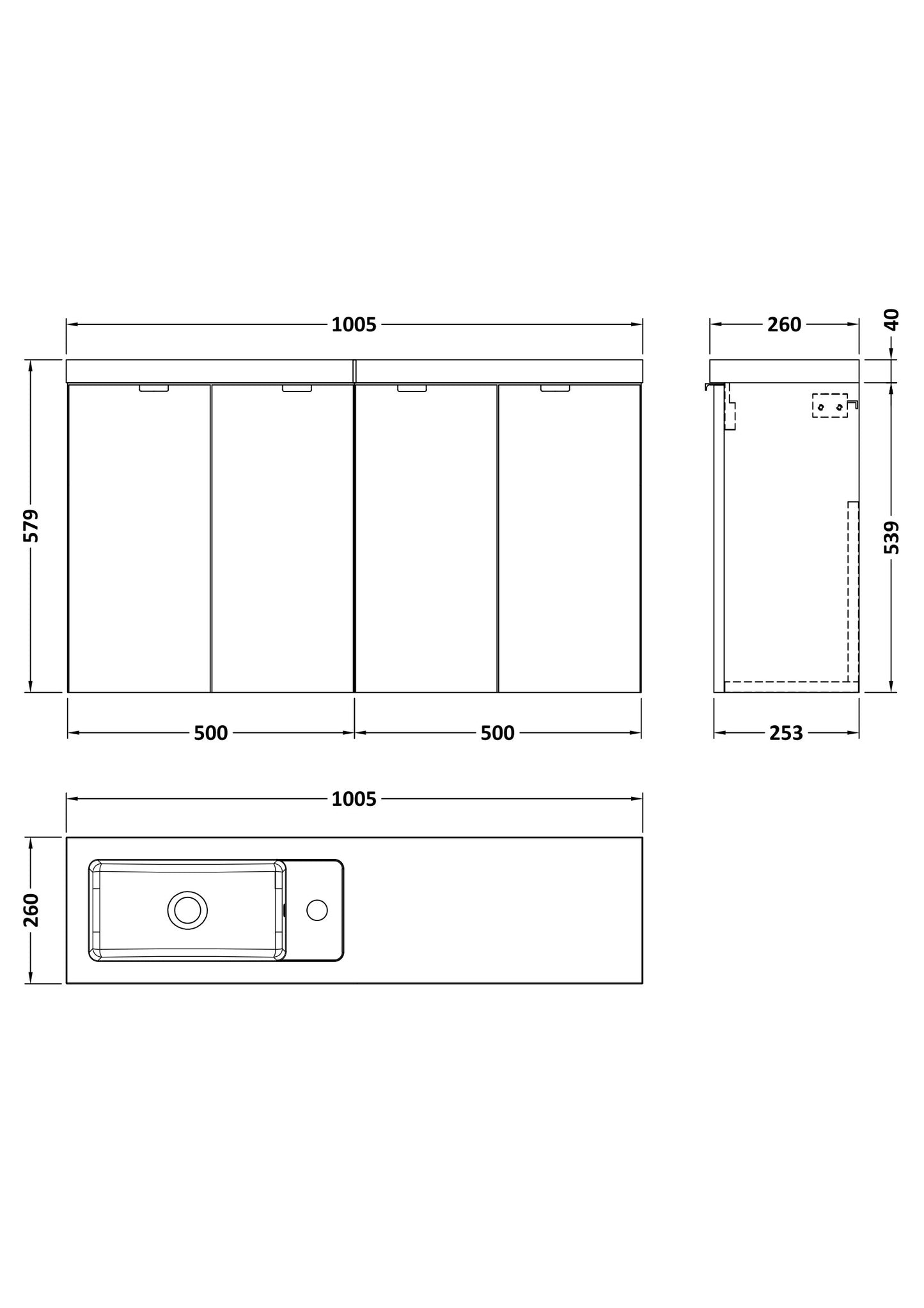 Hudson Reed 1000mm Combination Vanity Compact