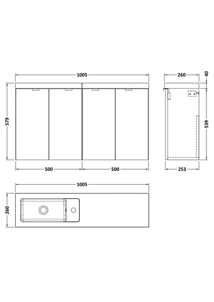 Hudson Reed 1000mm Combination Vanity Compact