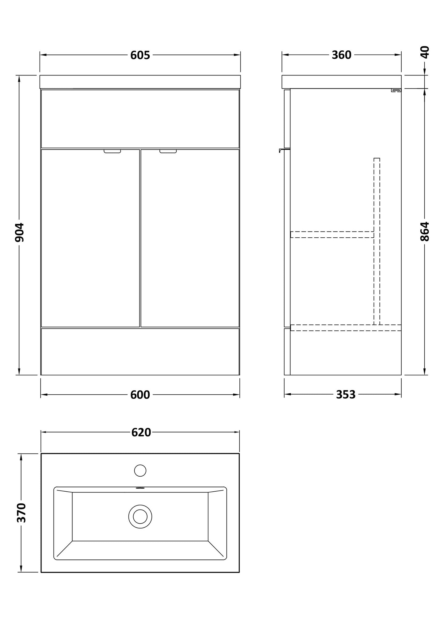 Hudson Reed 600mm Vanity Unit & Ceramic Basin