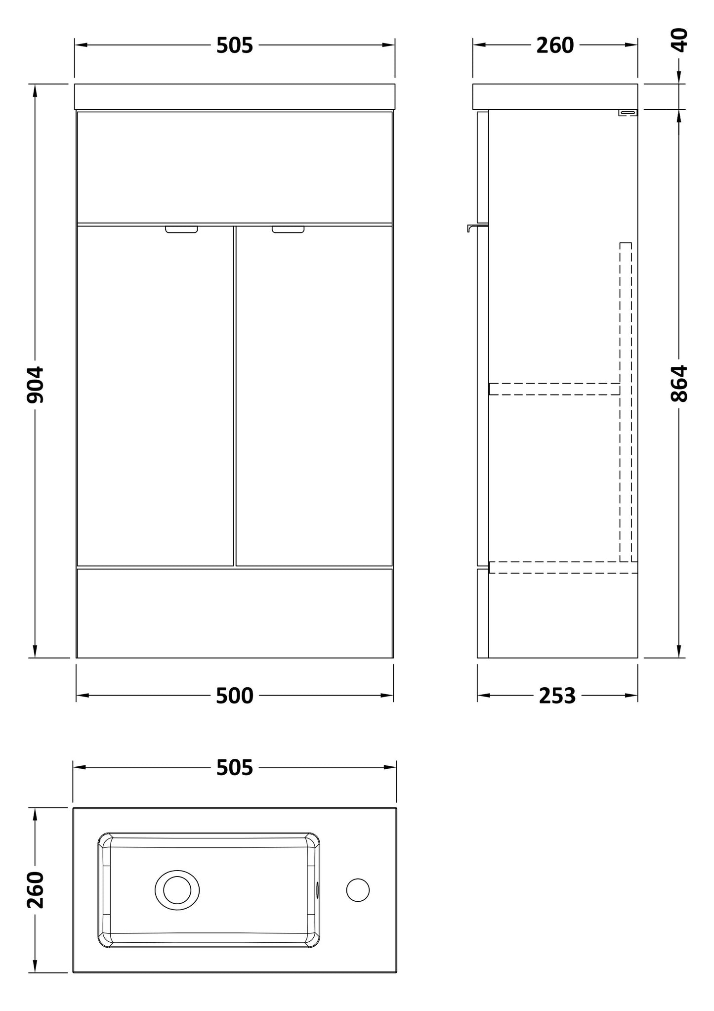 Hudson Reed 500mm Vanity Unit & Basin - Compact