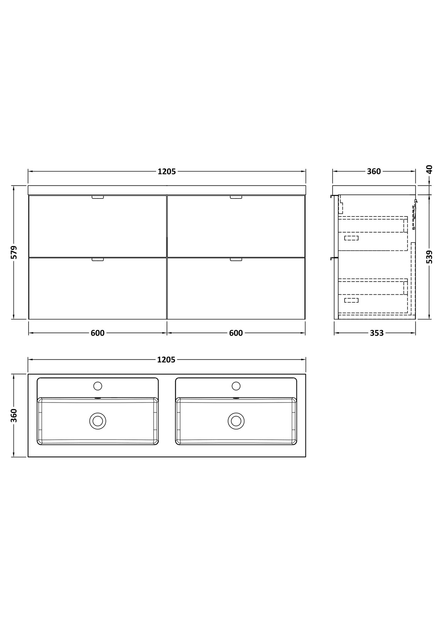 Hudson Reed 1200mm Vanity Unit & Double Basin