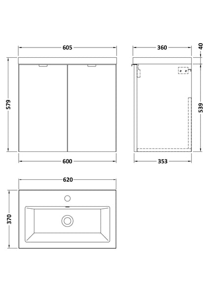 Hudson Reed 600mm Vanity Unit & Ceramic Basin