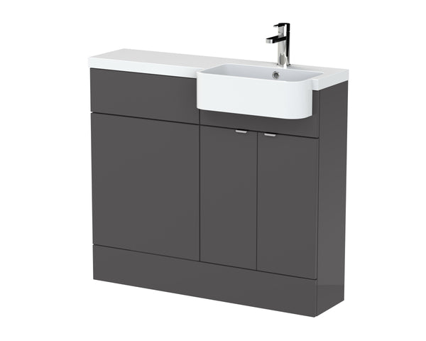 Hudson Reed 1000mm Combination Unit & Right Hand Semi Recessed Basin
