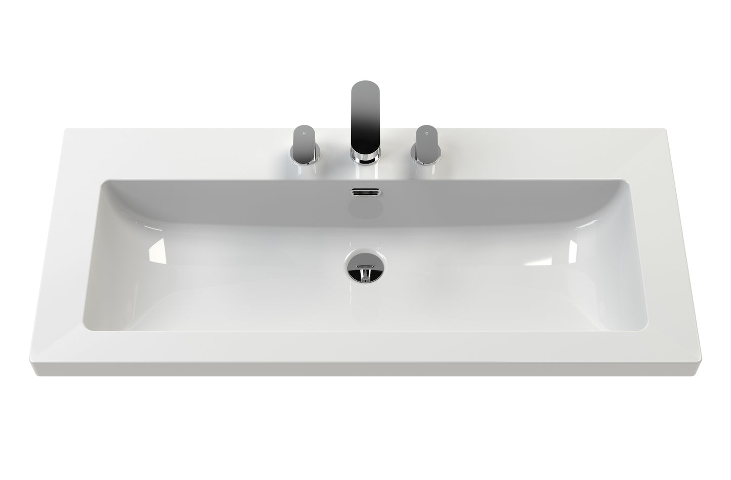 Hudson Reed 800mm Wall Hung 2-Drawer Vanity with Basin - 3 Tap Hole