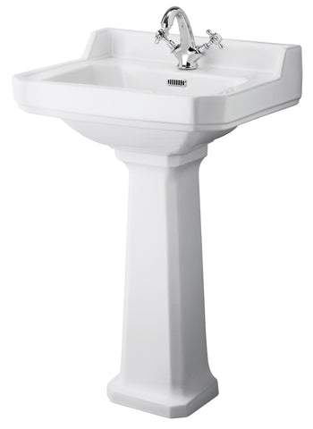 Hudson Reed 560mm Basin & Pedestal (1 Tap Hole)