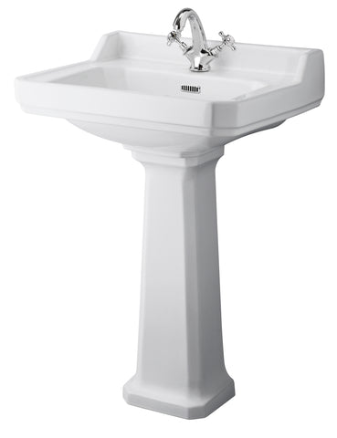 Hudson Reed 600mm Basin & Pedestal (1 Tap Hole)
