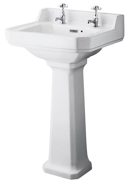 Hudson Reed 500mm Basin & Pedestal (2 Tap Hole)
