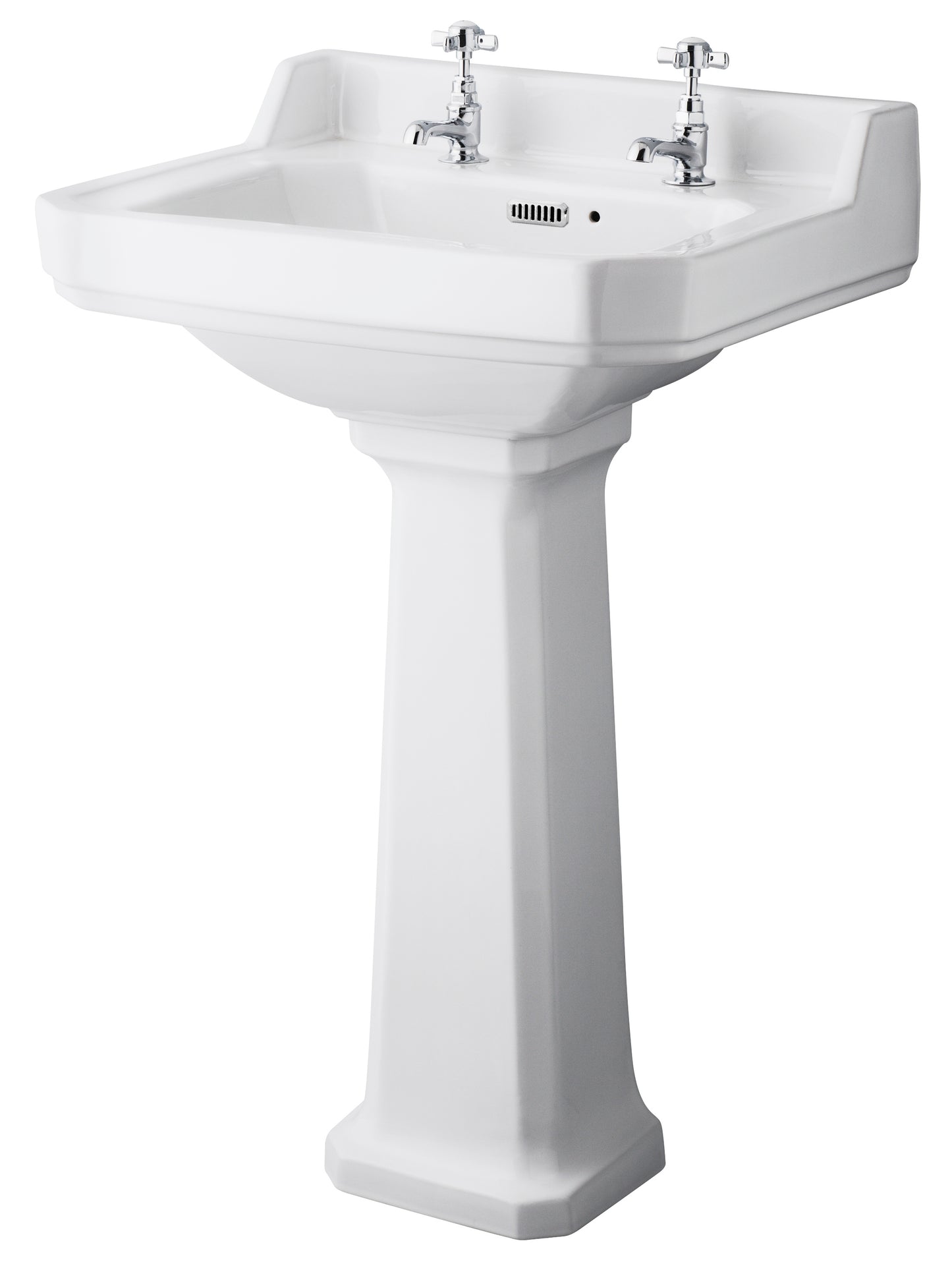 Hudson Reed 560mm Basin & Pedestal (2 Tap Hole)