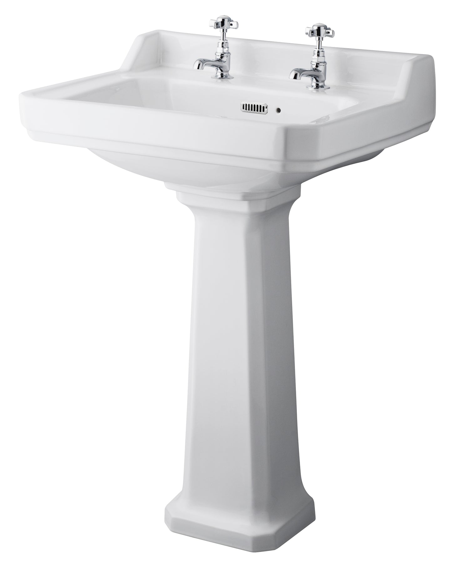 Hudson Reed 600mm Basin & Pedestal (2 Tap Hole)