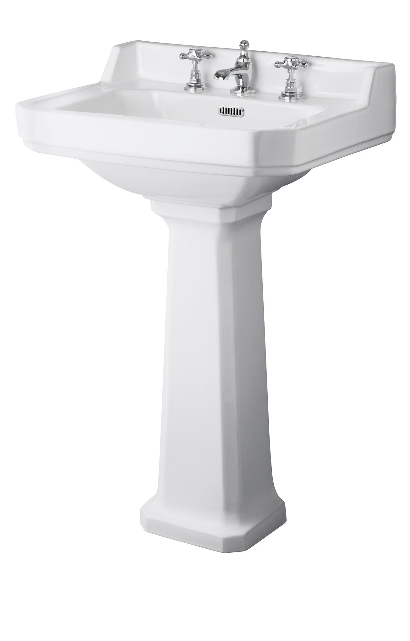 Hudson Reed 560mm Basin & Pedestal (3 Tap Hole)