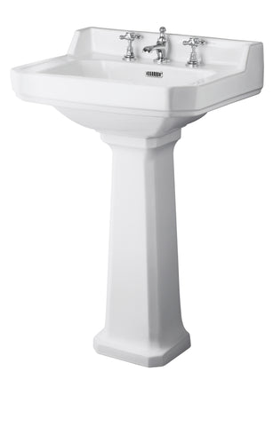 Hudson Reed 600mm Basin & Pedestal (3 Tap Hole)