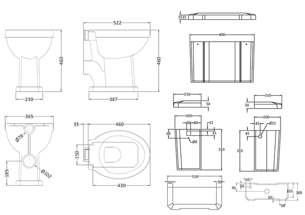Hudson Reed Comfort Height High Level WC & Flush Pipe