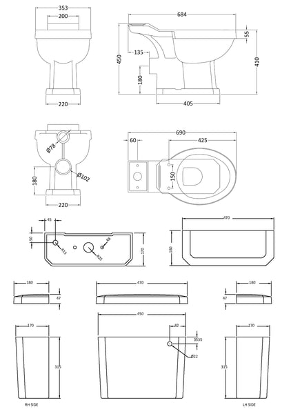 NUIE Close Coupled Pan Cistern & Seat