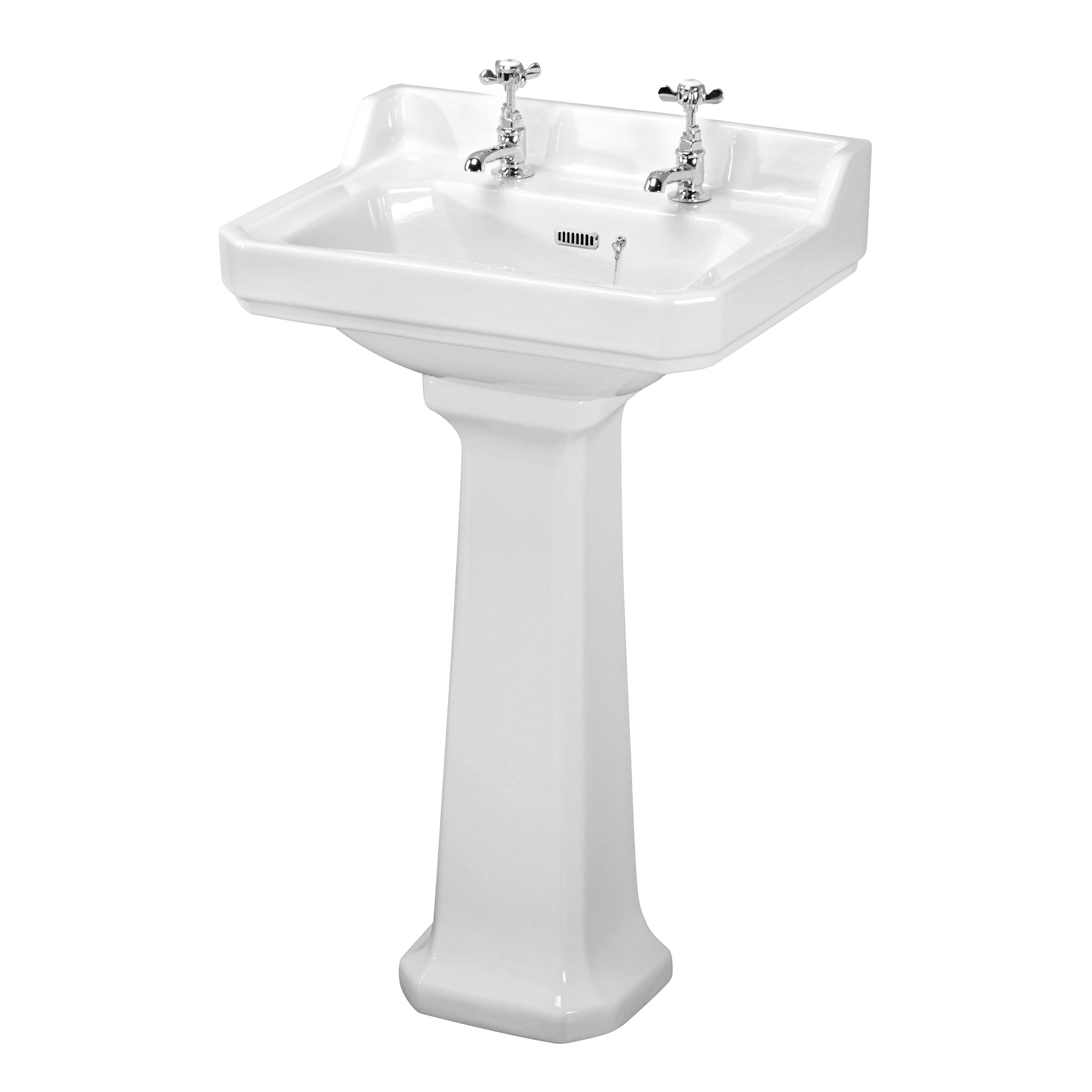 NUIE 560mm Basin & Pedestal (2 Tap Hole)