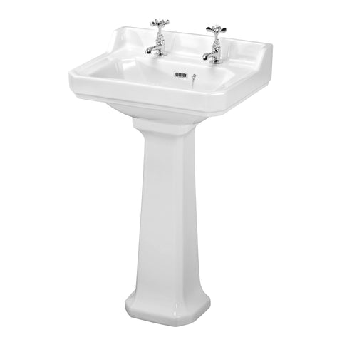 NUIE 560mm Basin & Pedestal (2 Tap Hole)