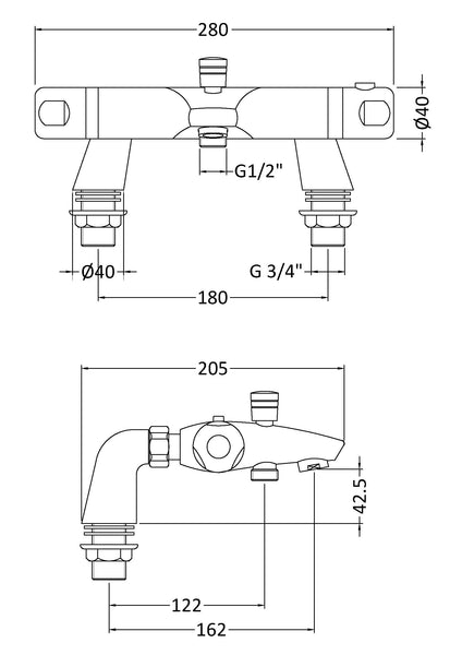 NUIE Thermostatic Bath Shower Mixer