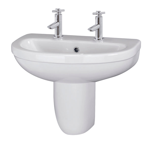 NUIE 550mm Basin 2TH & Semi Pedestal