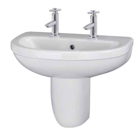 NUIE 550mm Basin 2TH & Semi Pedestal
