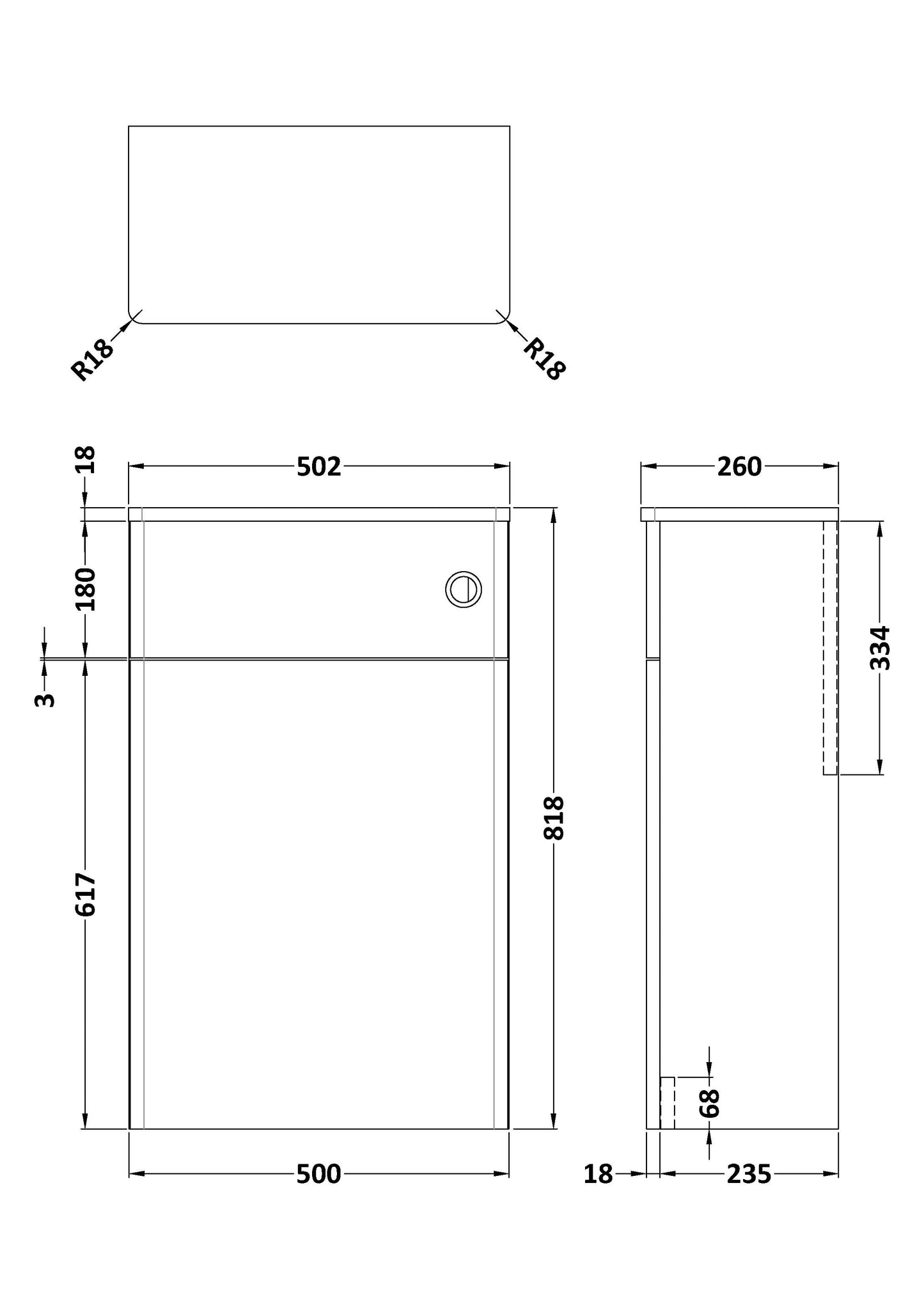 NUIE 500mm WC Unit