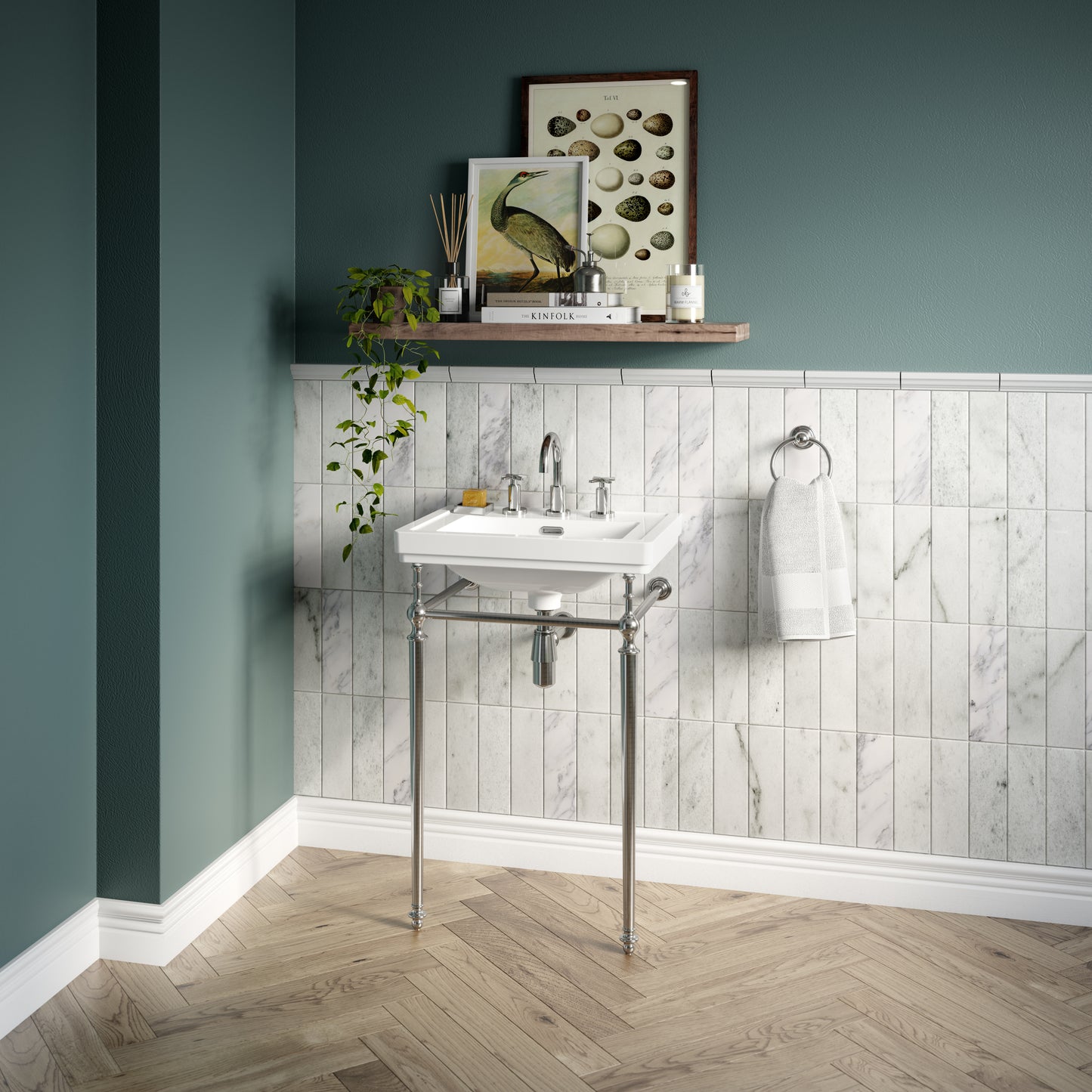 NUIE 500mm 3TH Basin With Traditional Stand