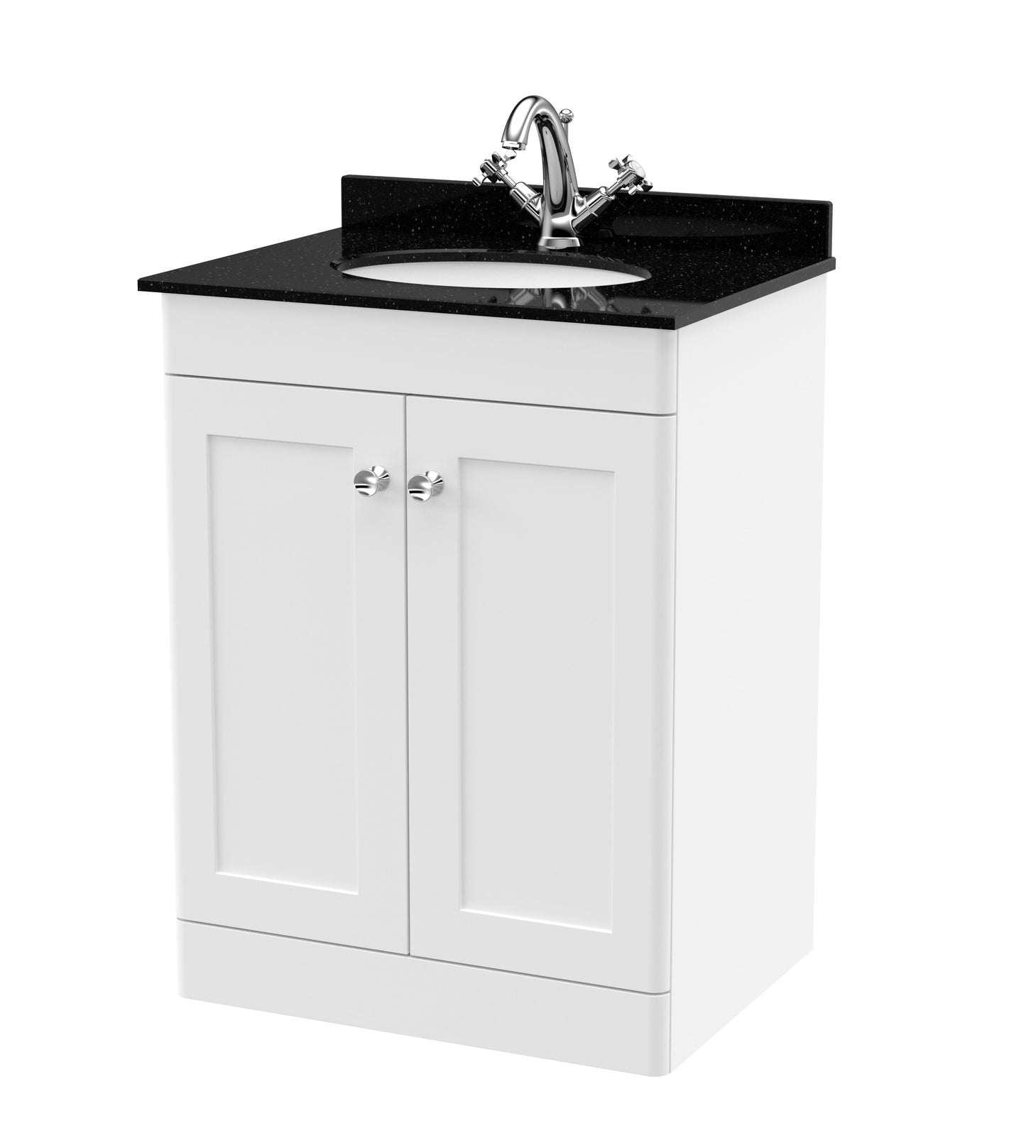 NUIE 600mm Floor Standing 2 Door Vanity & Marble Top 1TH