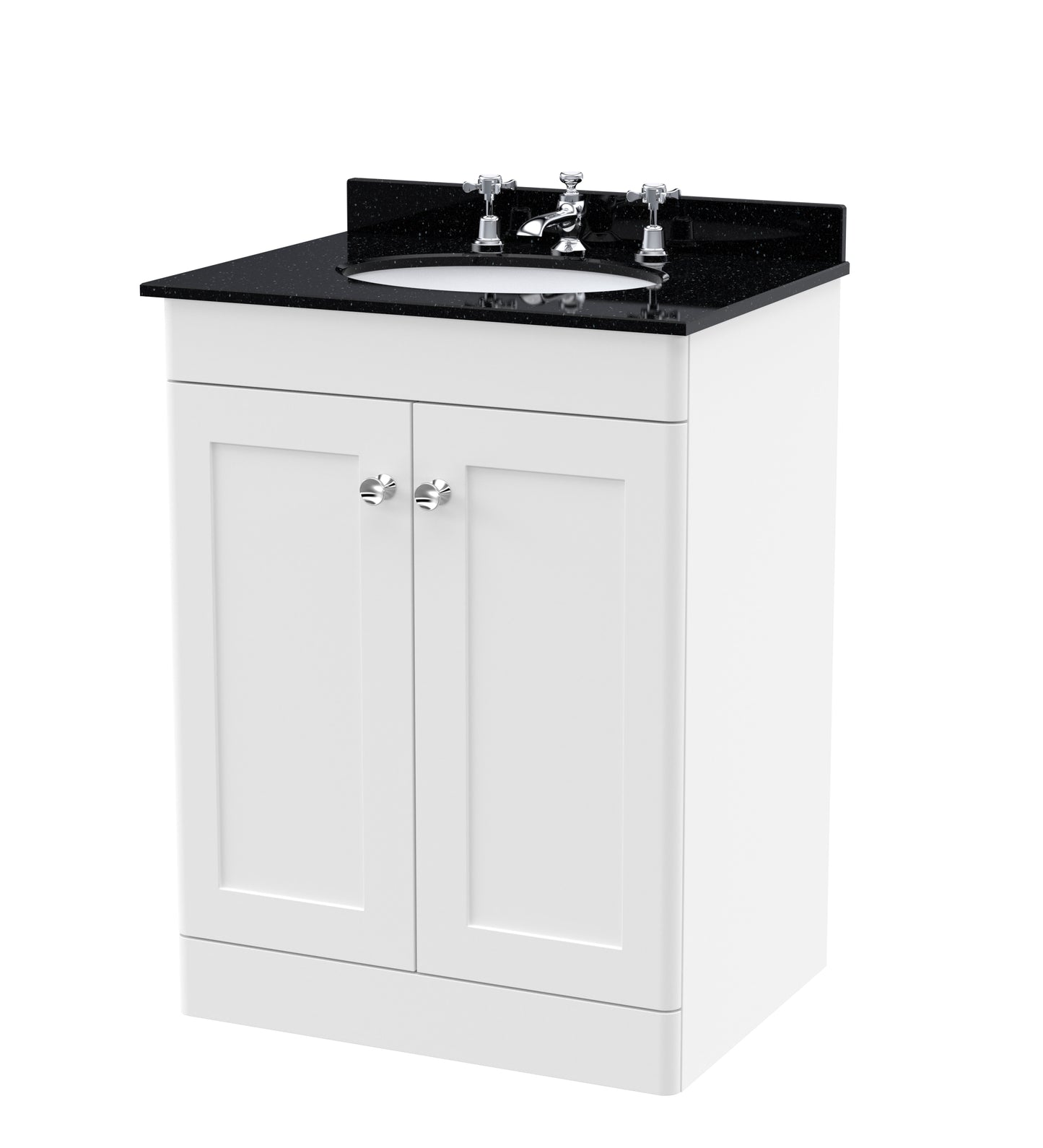 NUIE 600mm Floor Standing 2 Door Vanity & Marble Top 3TH