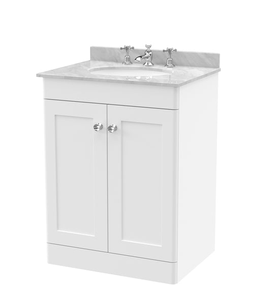 NUIE 600mm Floor Standing 2 Door Vanity & Marble Top 3TH