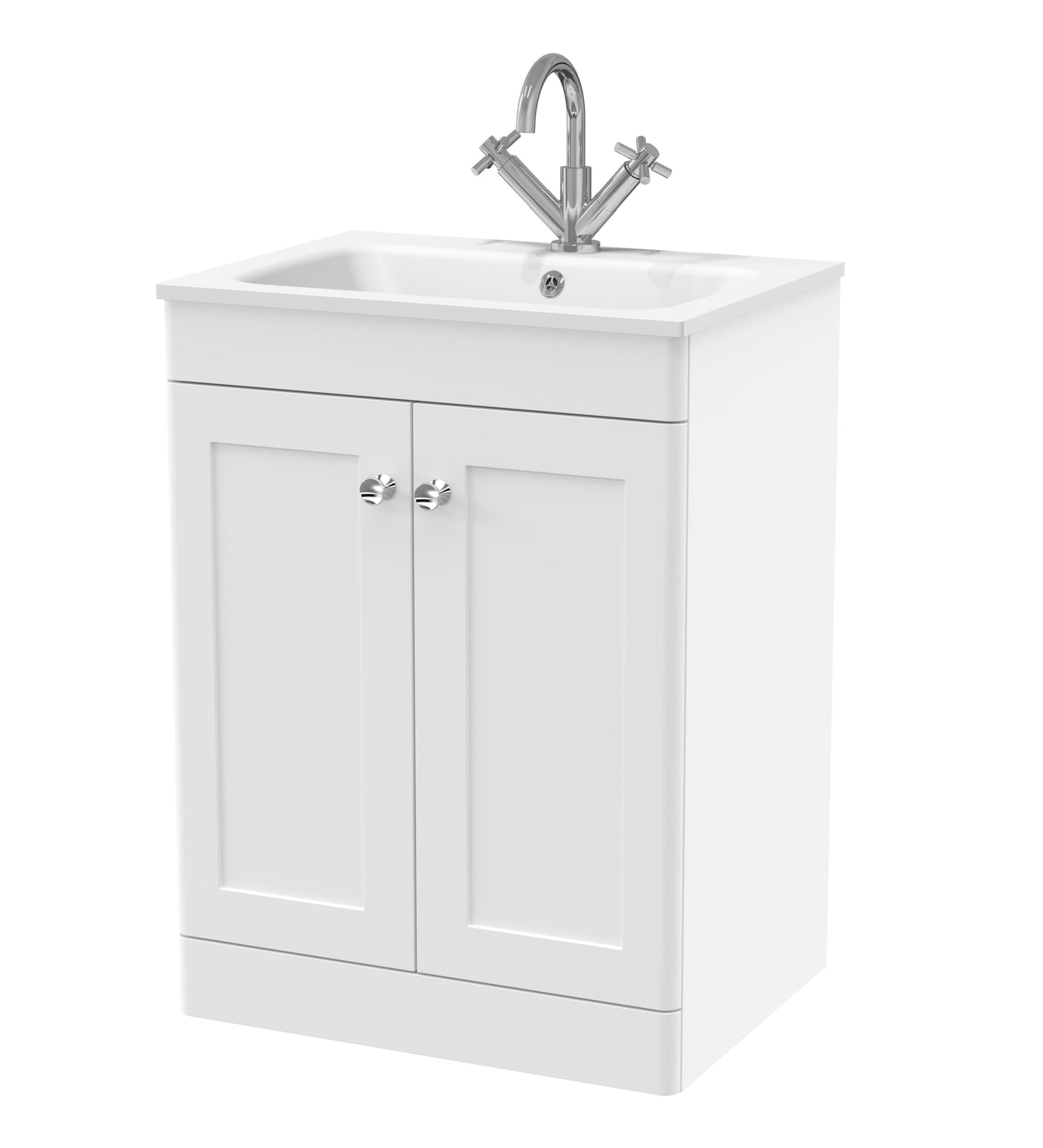 NUIE 600mm Floor Standing 2-Door Unit & Stone Basin 1TH