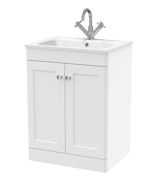 NUIE 600mm Floor Standing 2-Door Unit & Stone Basin 1TH