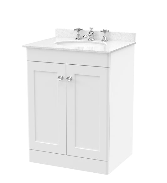 NUIE 600mm Floor Standing 2 Door Vanity & Marble Top 3TH