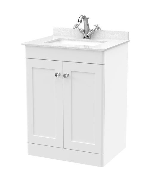 NUIE 600mm Floor Standing 2 Door Vanity & Marble Top 1TH