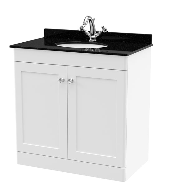 NUIE 800mm Floor Standing 2 Door Vanity & Marble Top 1TH