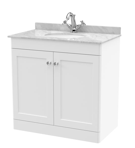 NUIE 800mm Floor Standing 2 Door Vanity & Marble Top 1TH