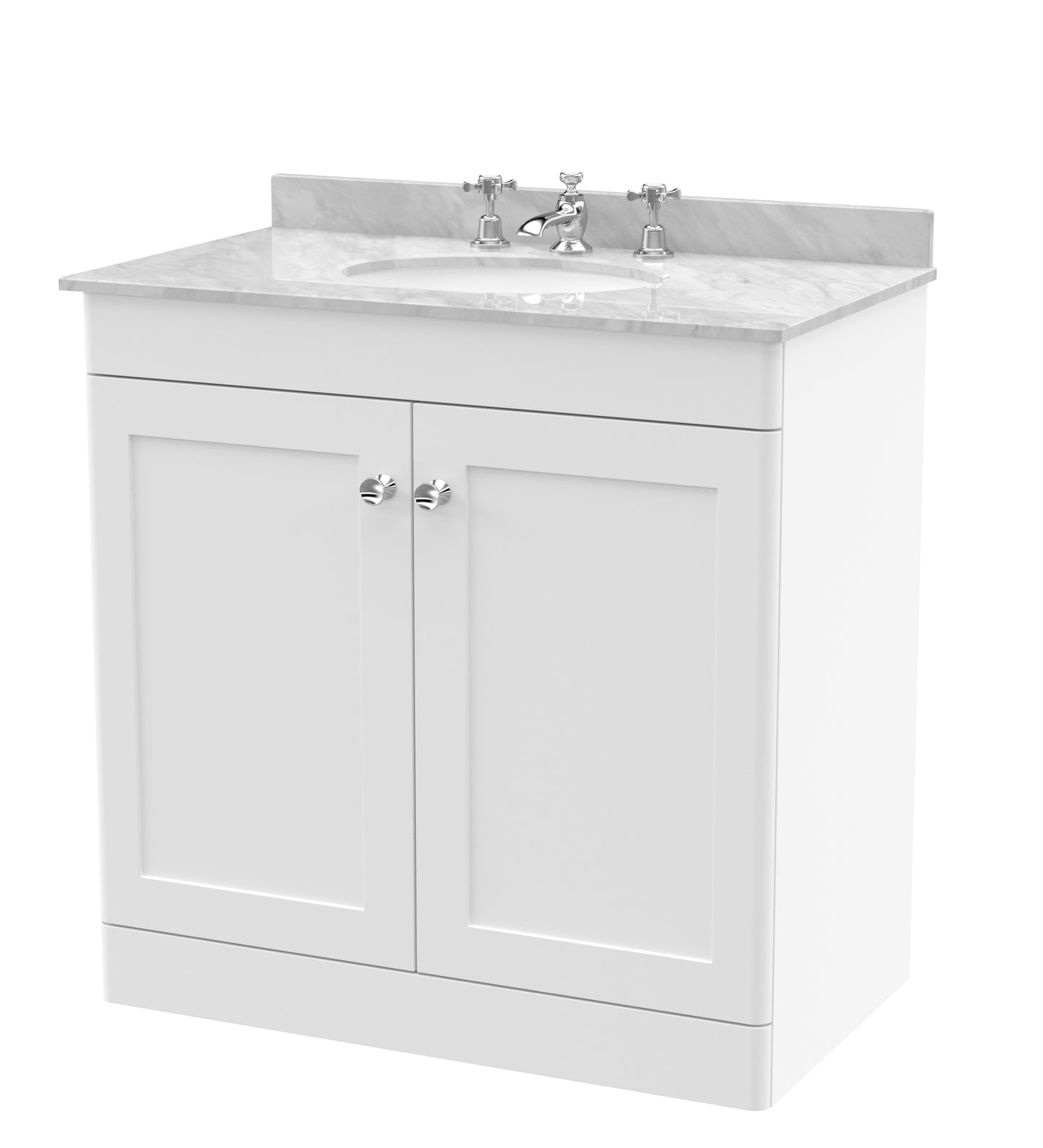 NUIE 800mm Floor Standing 2 Door Vanity & Marble Top 3TH