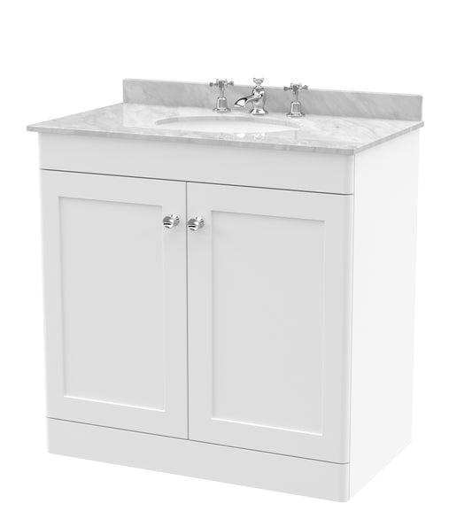 NUIE 800mm Floor Standing 2 Door Vanity & Marble Top 3TH