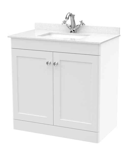 NUIE 800mm Floor Standing 2 Door Vanity & Marble Top 1TH