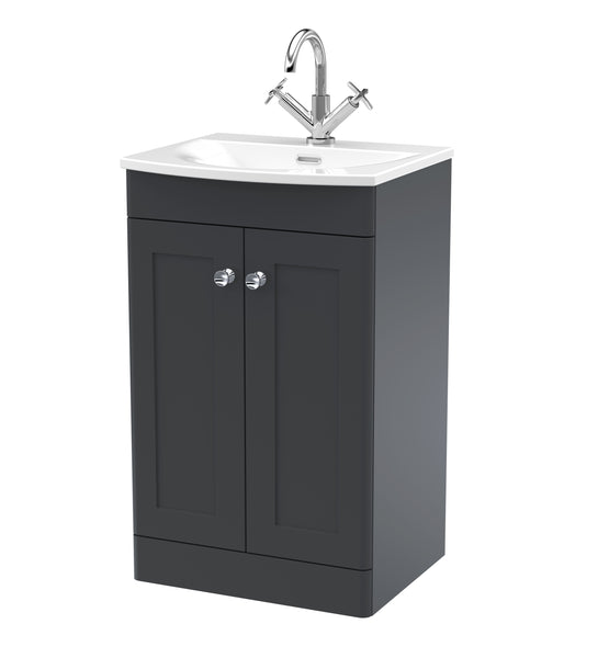NUIE 500mm Floor Standing 2-Door Unit & Curved Basin