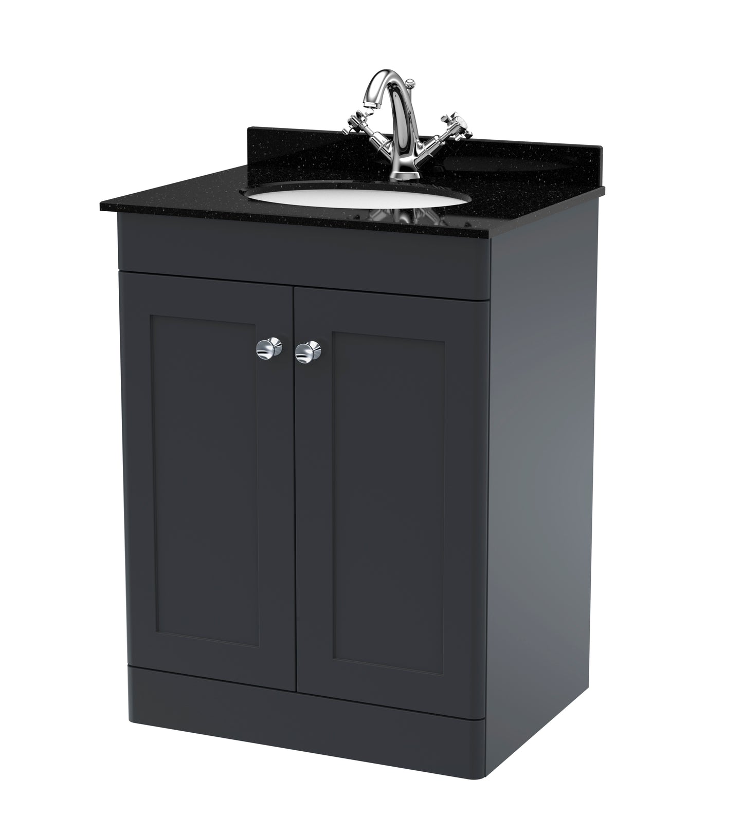 NUIE 600mm Floor Standing 2 Door Vanity & Marble Top 1TH
