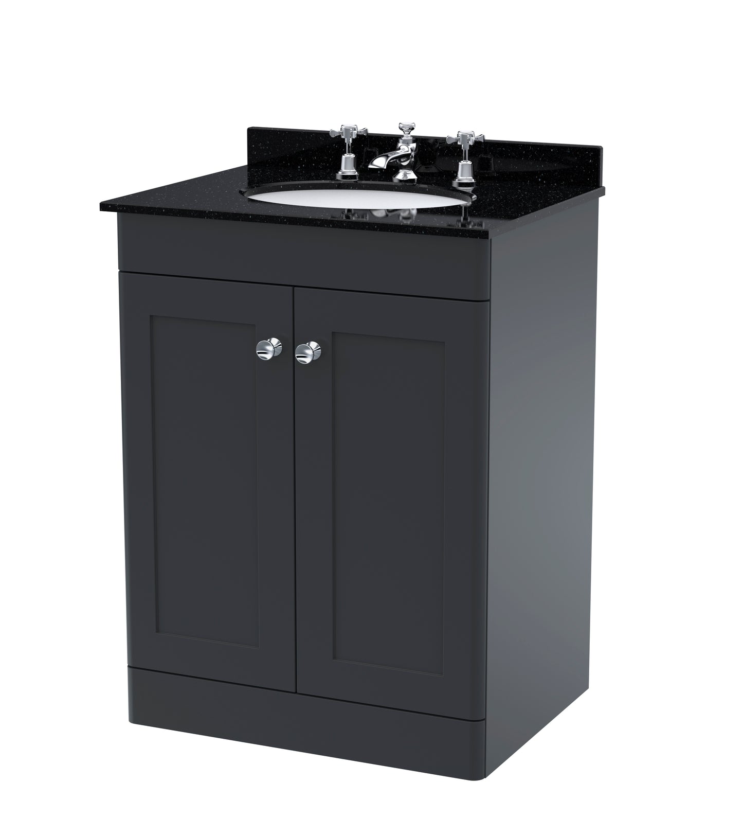 NUIE 600mm Floor Standing 2 Door Vanity & Marble Top 3TH