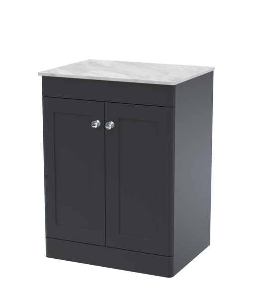 NUIE 600mm Floor Standing 2-Door Vanity with Marble Top