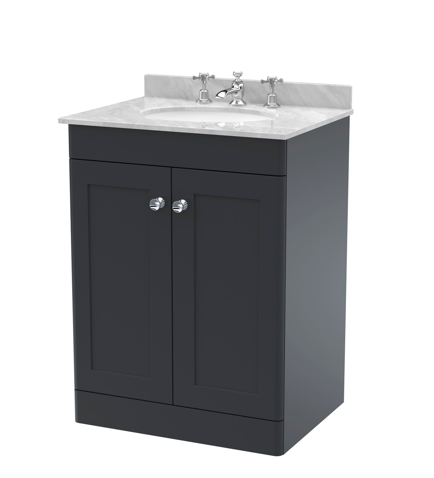 NUIE 600mm Floor Standing 2 Door Vanity & Marble Top 3TH
