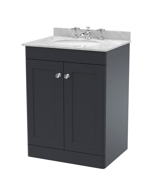 NUIE 600mm Floor Standing 2 Door Vanity & Marble Top 3TH