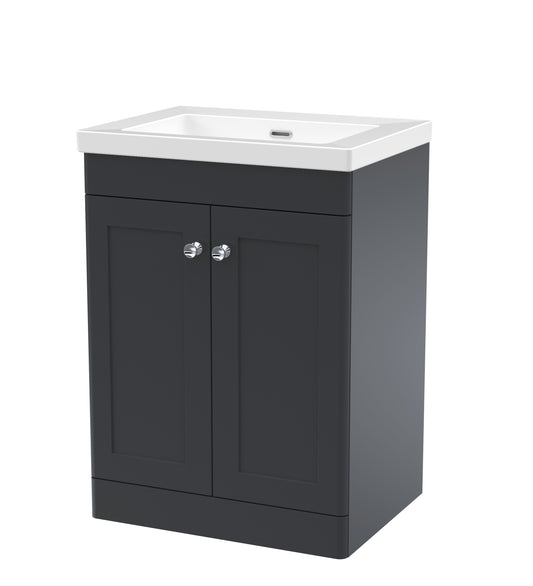 NUIE 600mm Floor Standing 2-Door Vanity with Basin - 0 Tap Hole